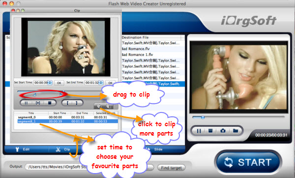 clip trim split flash video mac