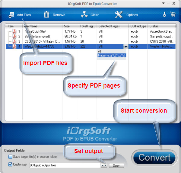 Screenshot of PDF to ePub Converter